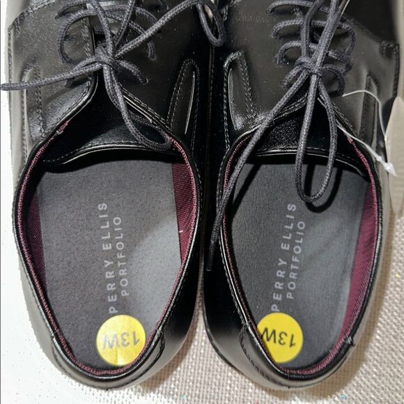 PERRY ELLIS 13W GOTHEMBURE WIDE Black Brown Soles Dress Lace Up Oxford Shoes main image 7